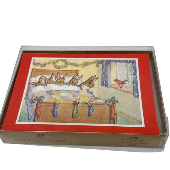 15 Christmas Cards Boxed Set Marcel Schurman Whimsical Rabbits by Molly Brett - Picture 4 of 7